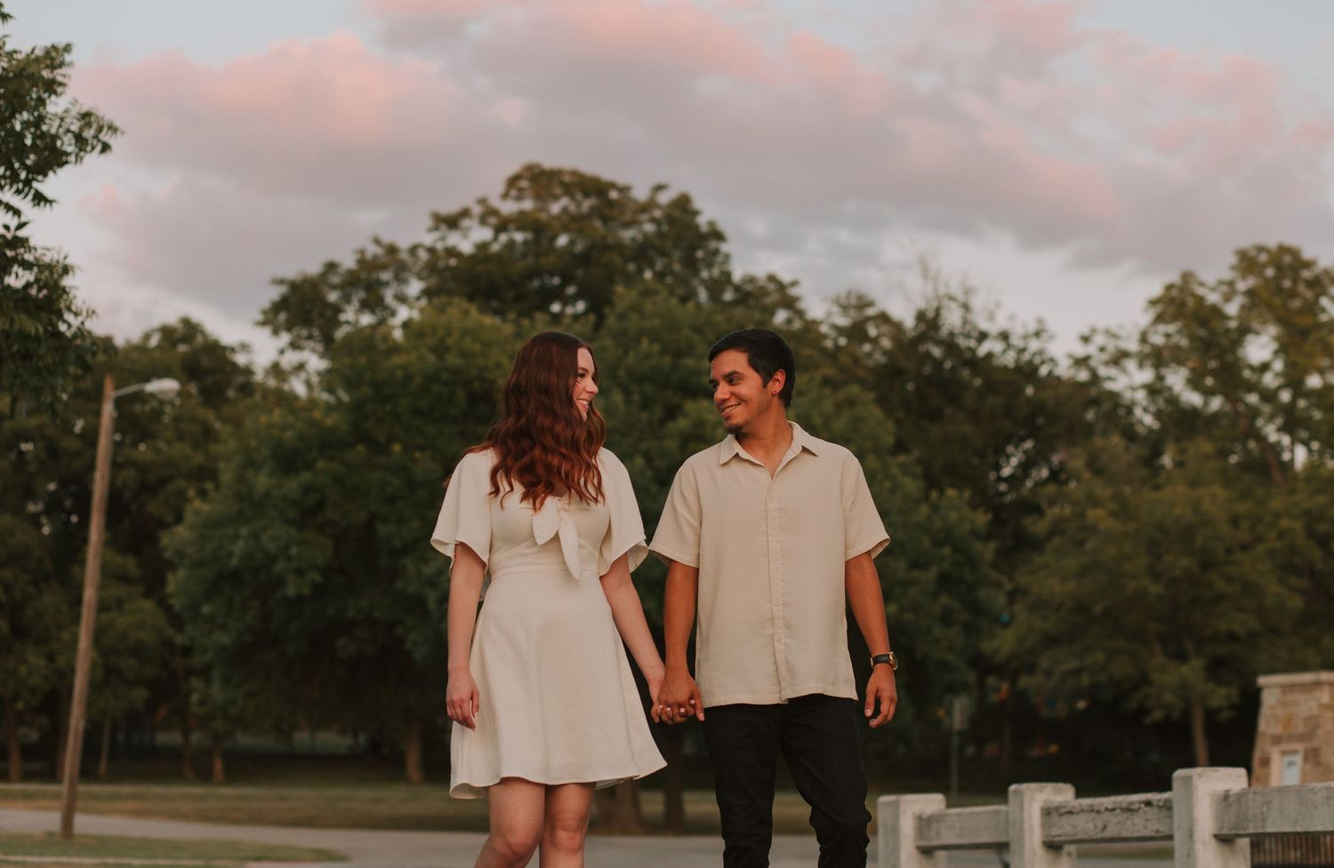 engagement session during sunset in McKinney, TX