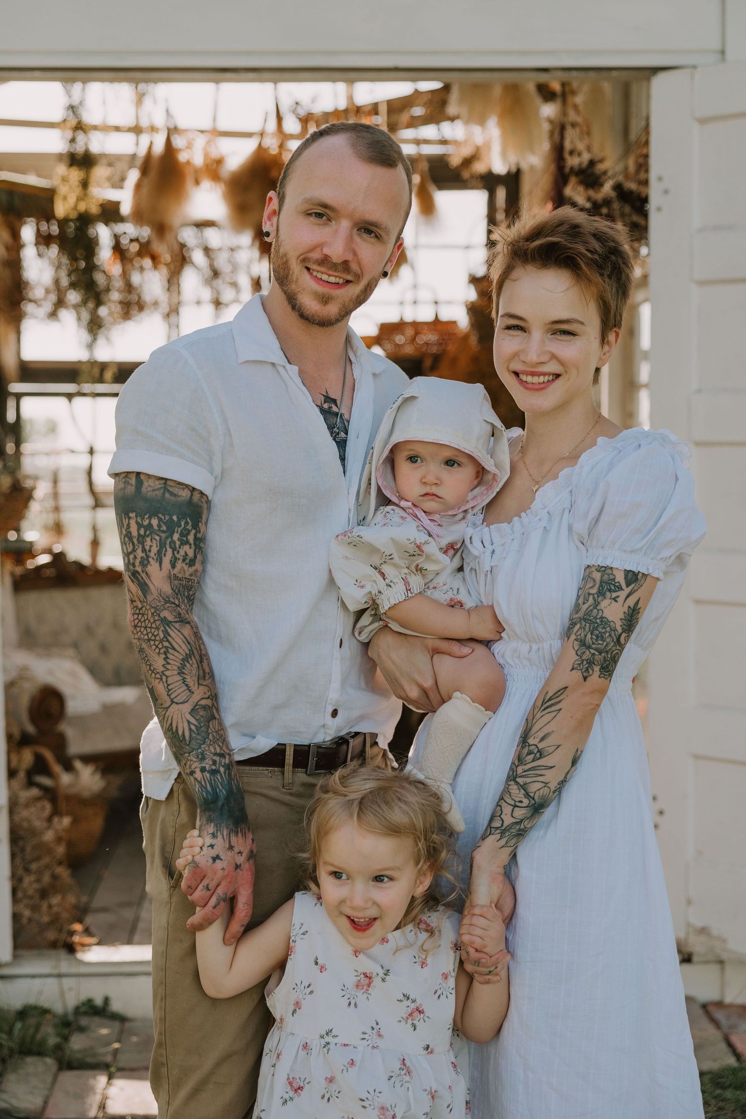lifestyle family session at golden hour at the Glass Shack in Howe, TX