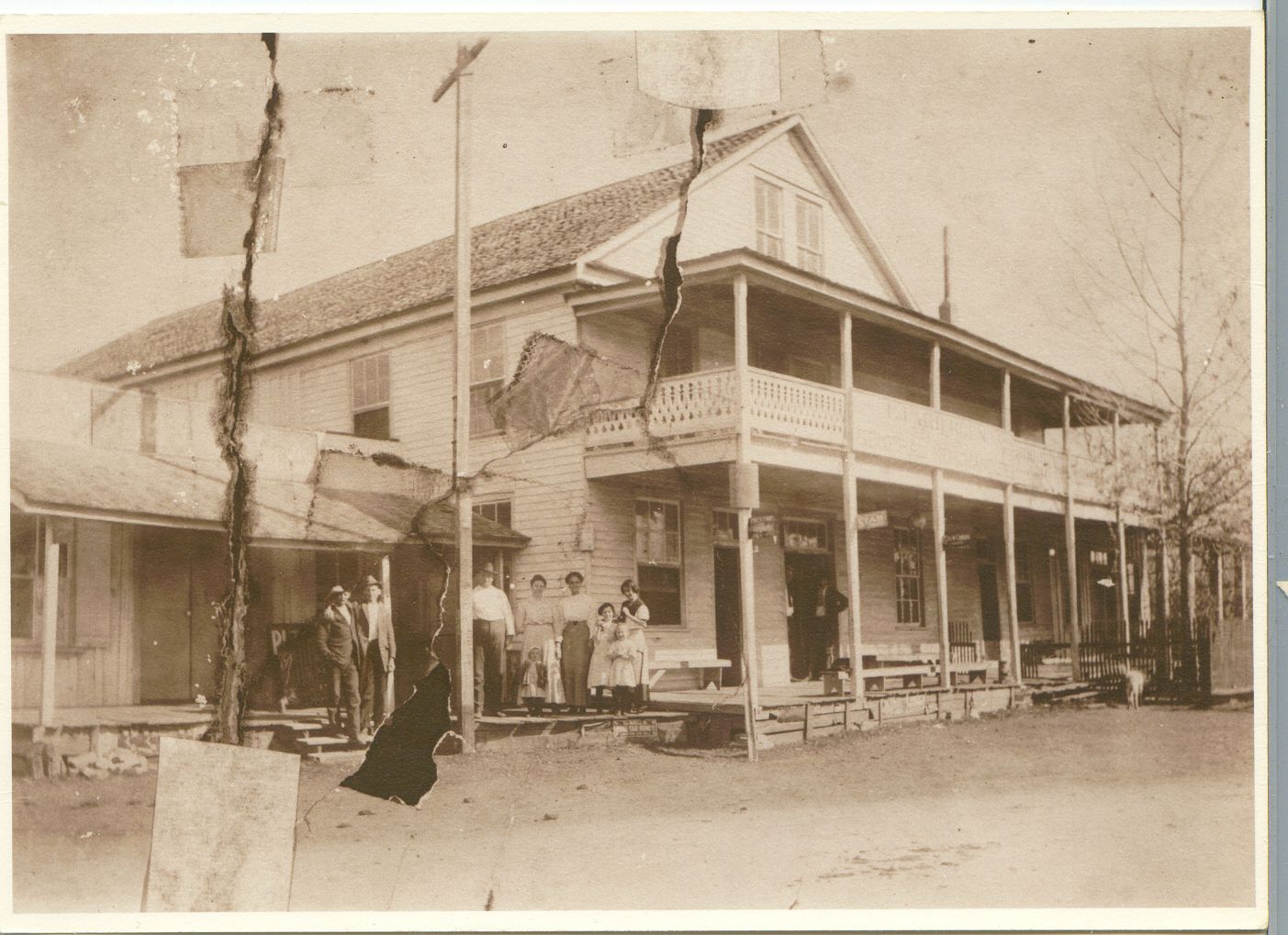 Damaged photo of historic Juergen's Hall in Cypress Texas.