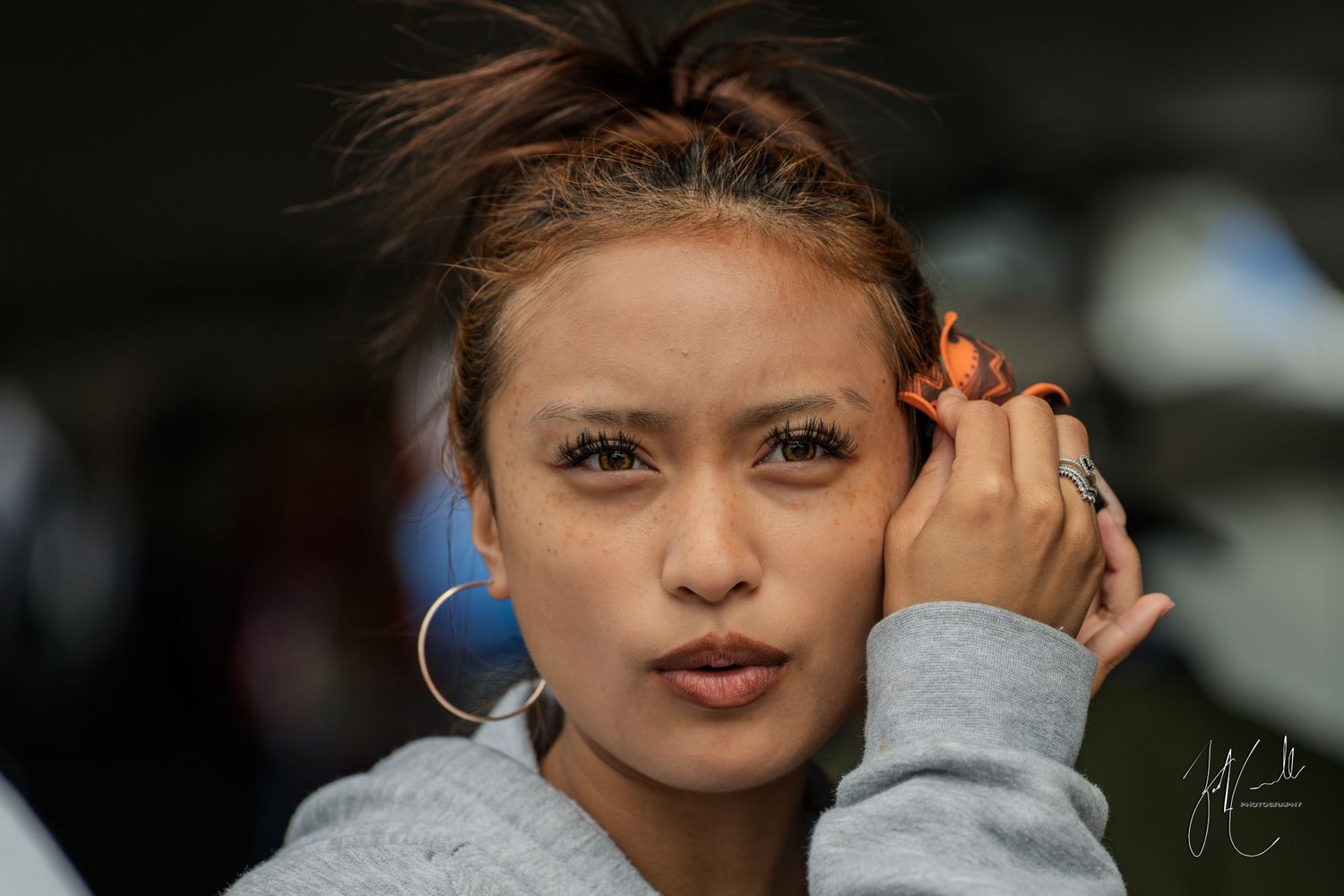 Close-up portraits showing different expressions and poses.