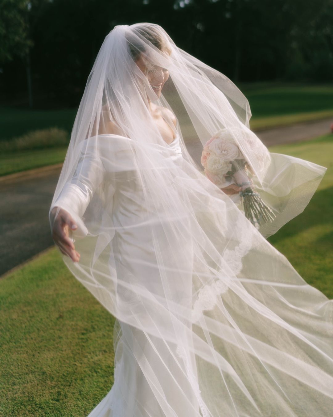 Cool windy veil photo of bride in Atlanta, Georgia
