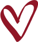 Deep red decorative heart shape design element.