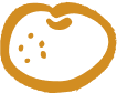 An orange circular shape resembling a citrus fruit with dots inside.