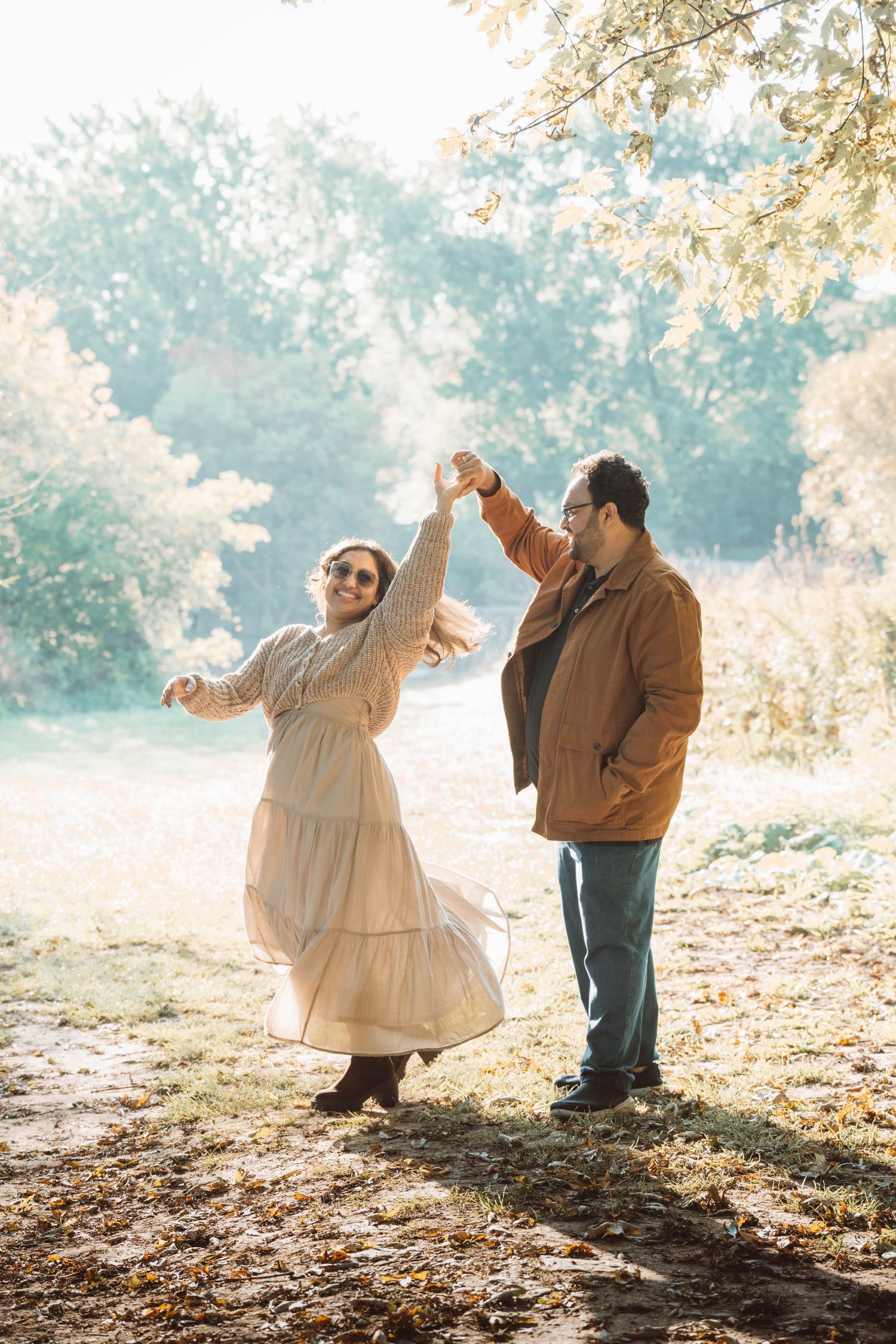 Couple portrait during outdoor photo session at Erindale Park, Mississauga