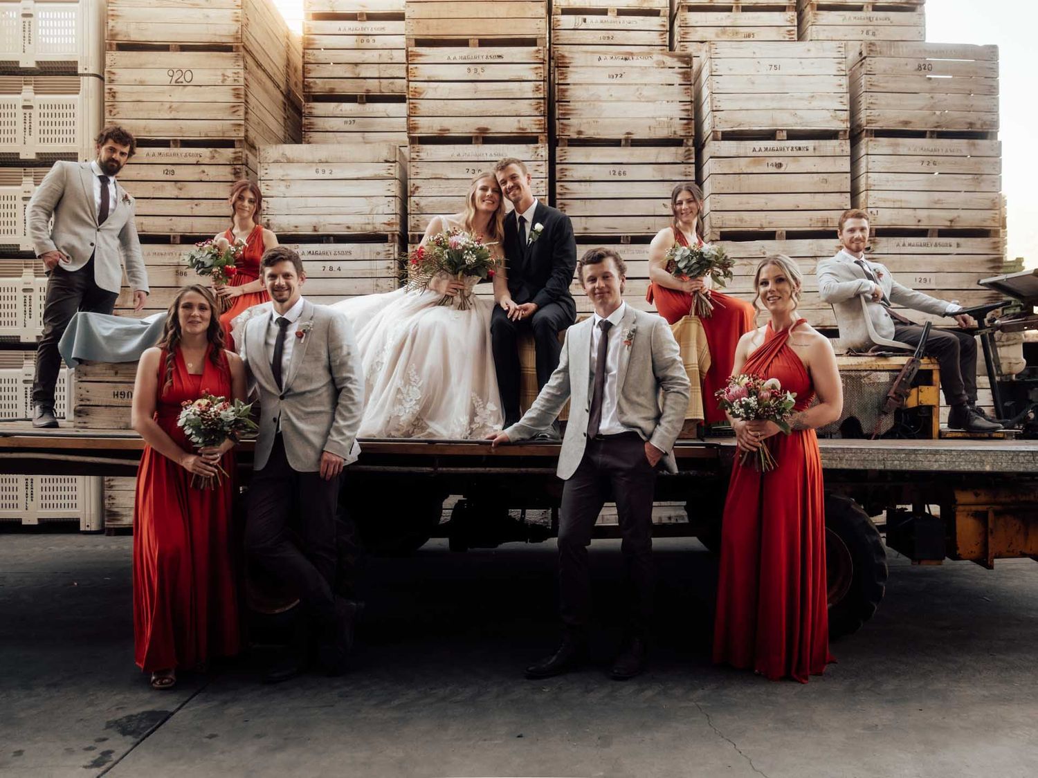 Bridal party at an orchid in the Adelaide Hills, photographed by Barossa Valley wedding photographer Matt Webster.