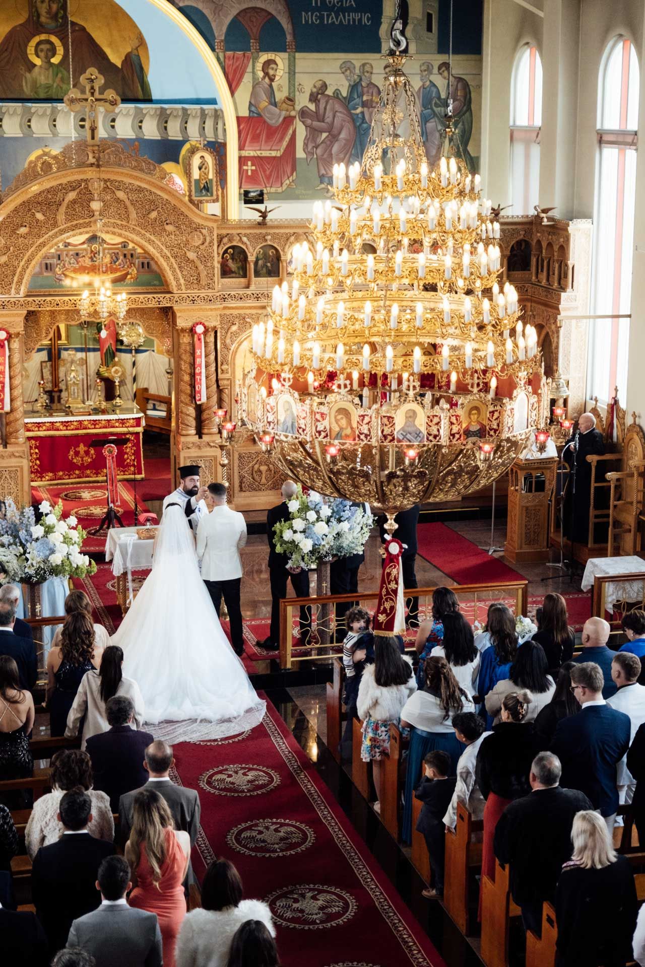 Wedding ceremony at St George Orthodox Church, Thebarton, SA, photographed by Barossa Valley wedding photographer Matt Webster.