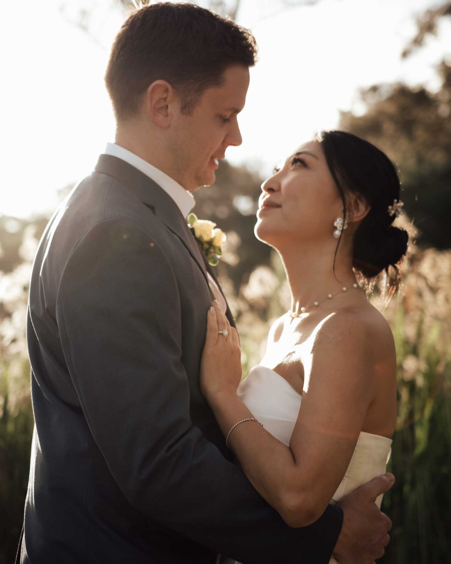 Portrait of newly married couple near the river during golden hour in Tanunda, captured by Barossa Valley photographer Matt Webster