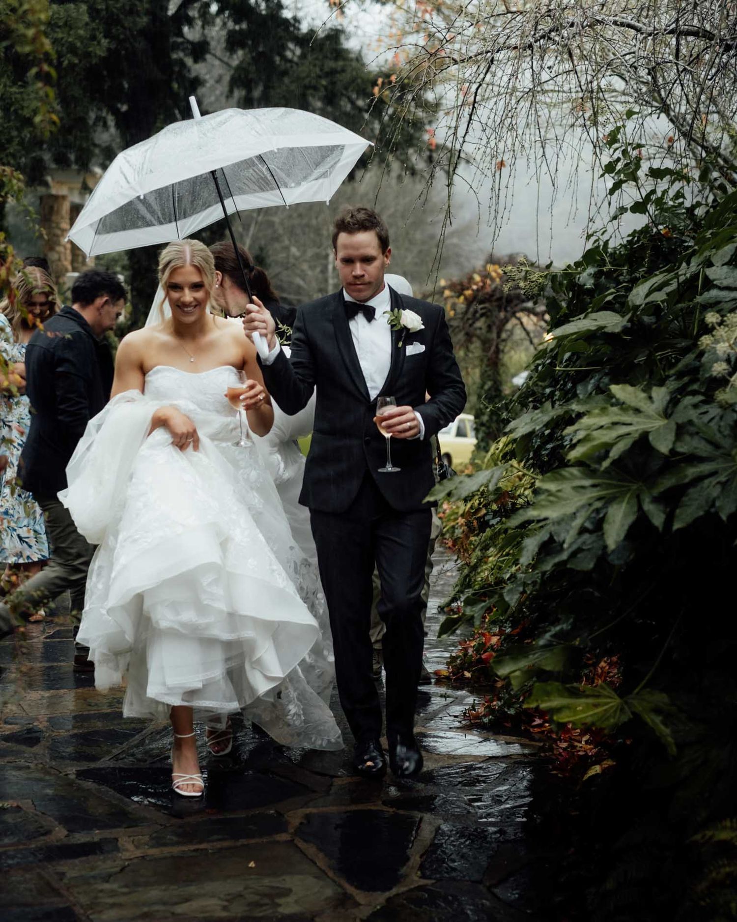 Bride and Groom arrive at their reception at The Manor, Basket Range, photographed by Barossa Valley wedding photographer Matt Webster.