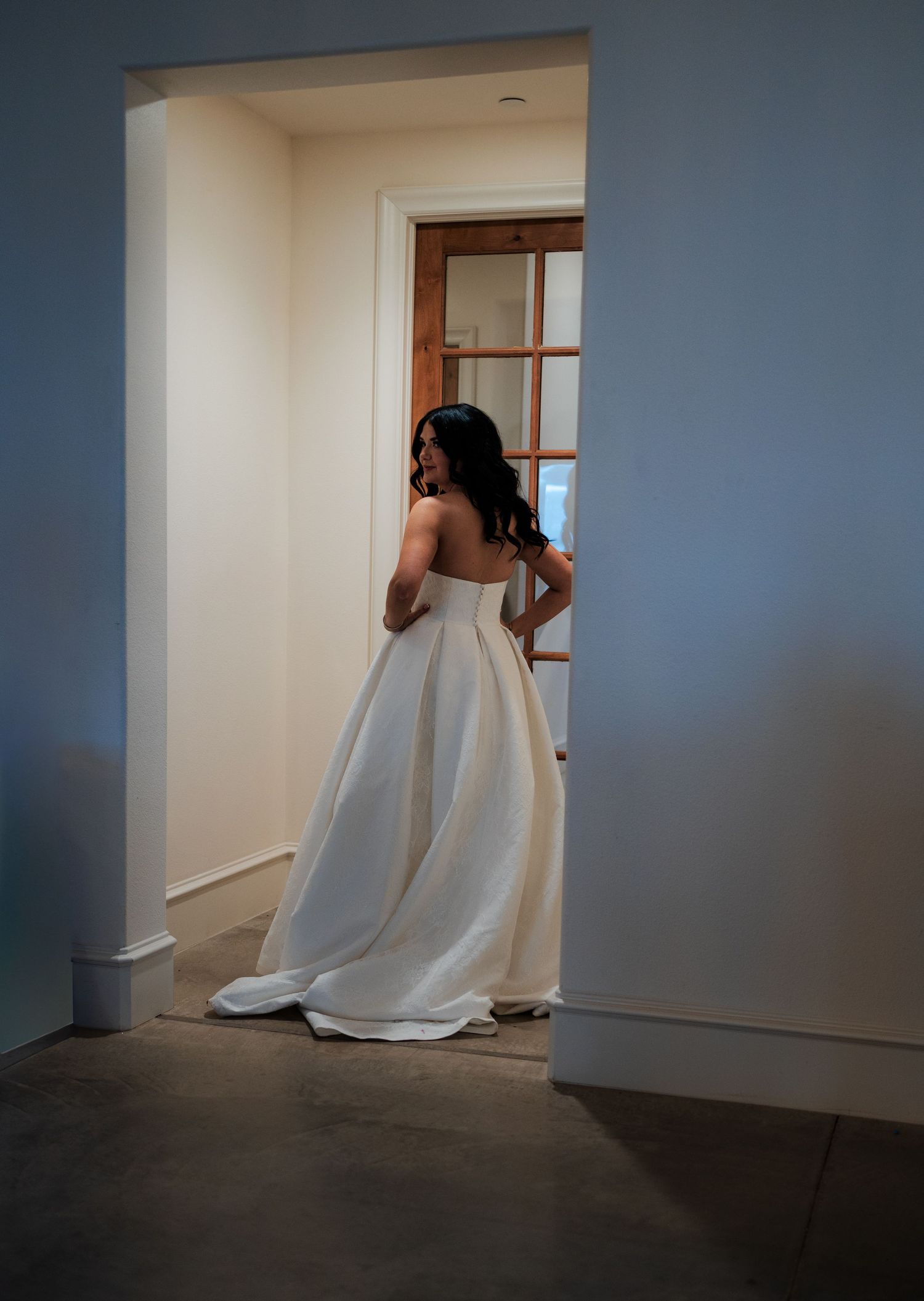This gorgeous bride at the venue in Lubbock Texas - Adelphos Cellars.