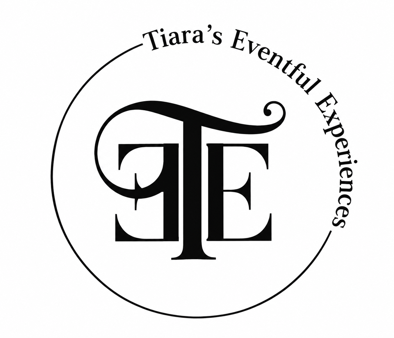 Tiara's Eventful Experiences logo featuring elegant TEE monogram initials inside a circular border.