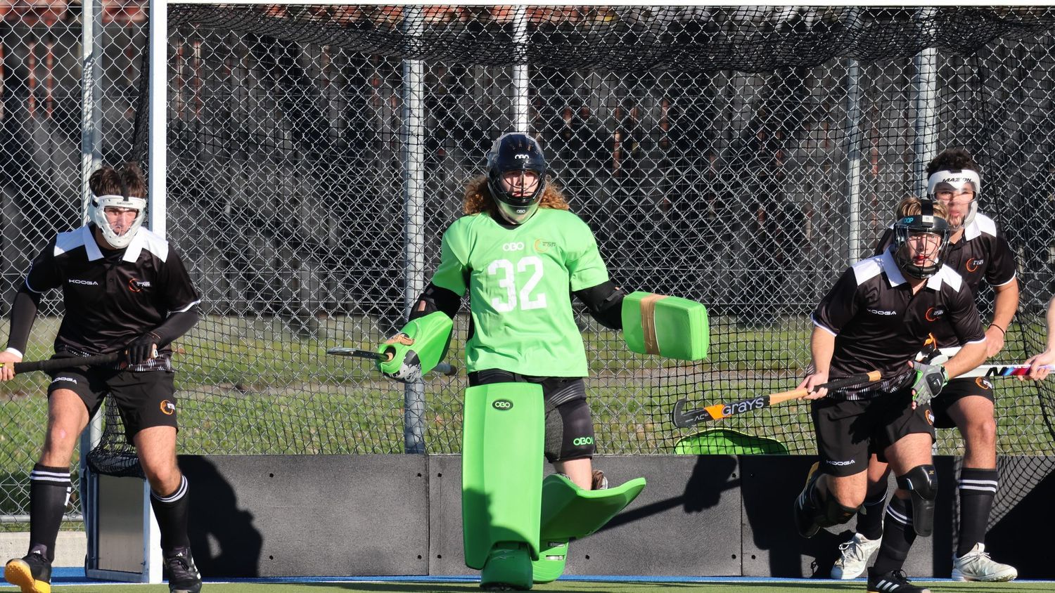 Hawke's Bay U18 team 2025 Goalie and Defense at a PC.