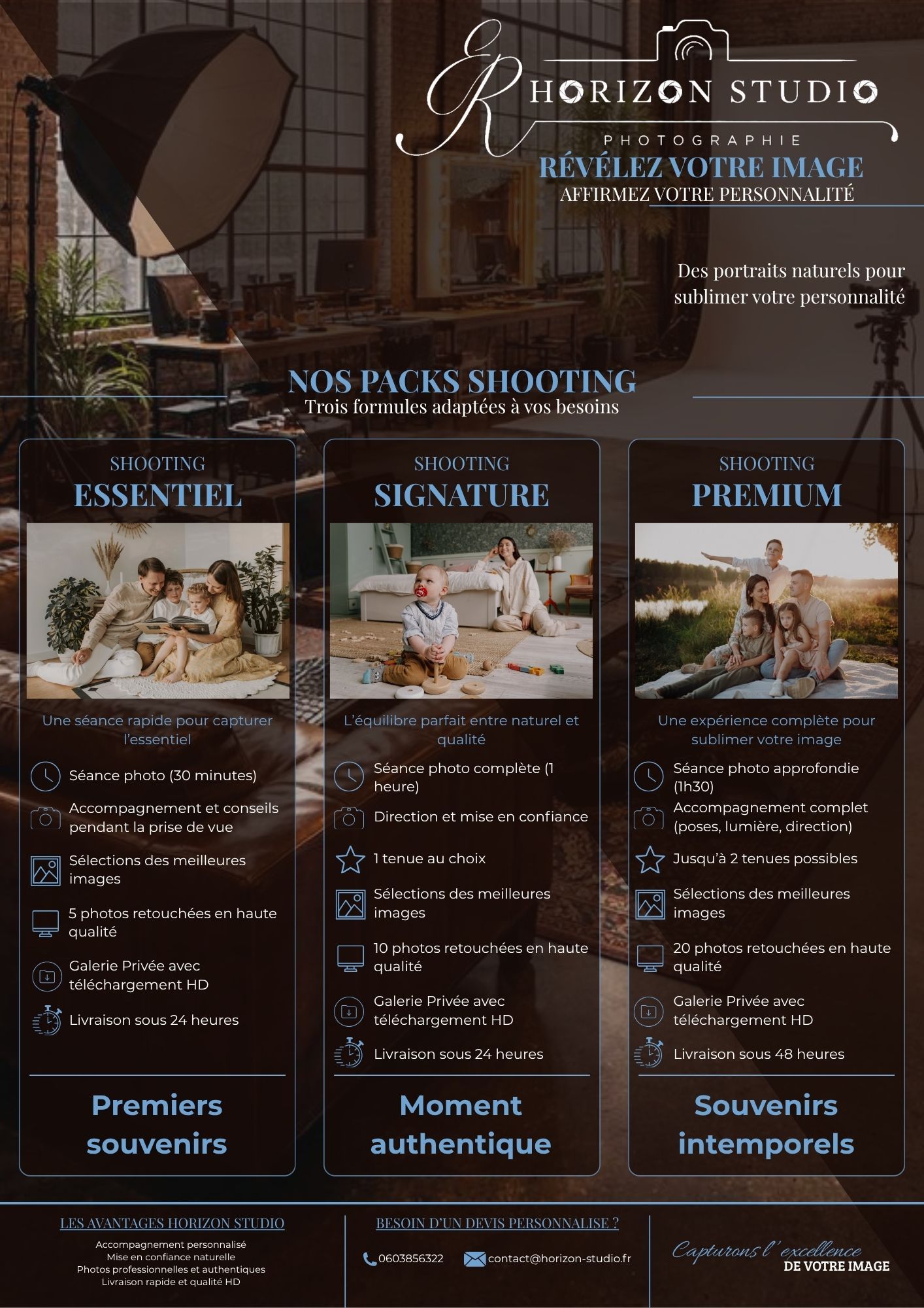 Présentation des prestations shooting photo et portrait par Horizon Studio