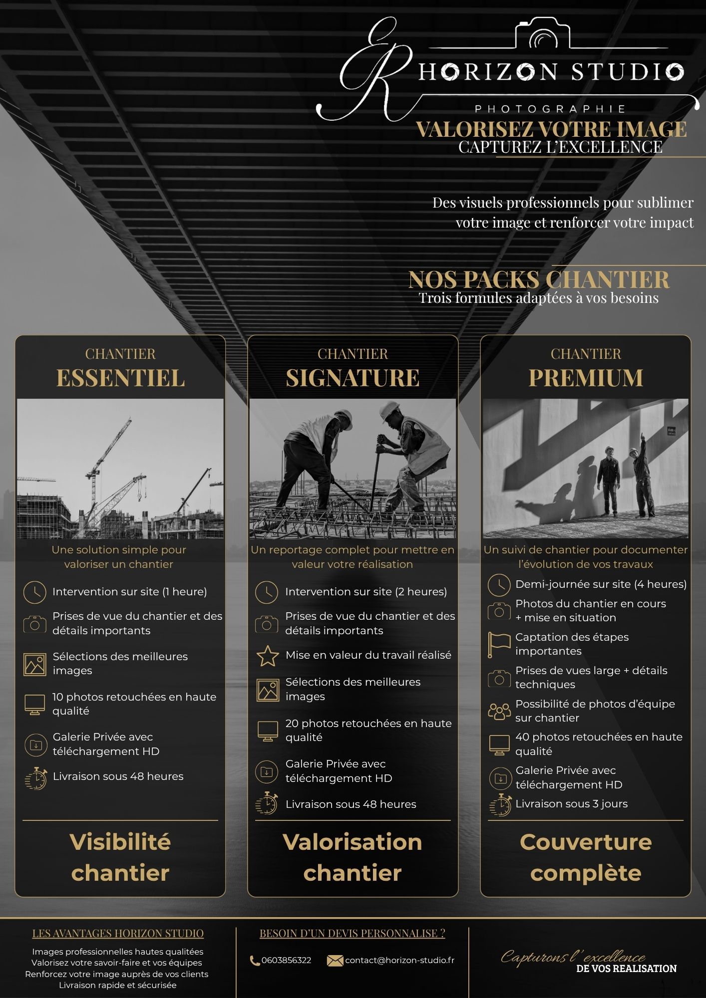 Présentation des prestations photo chantier proposées par Horizon Studio