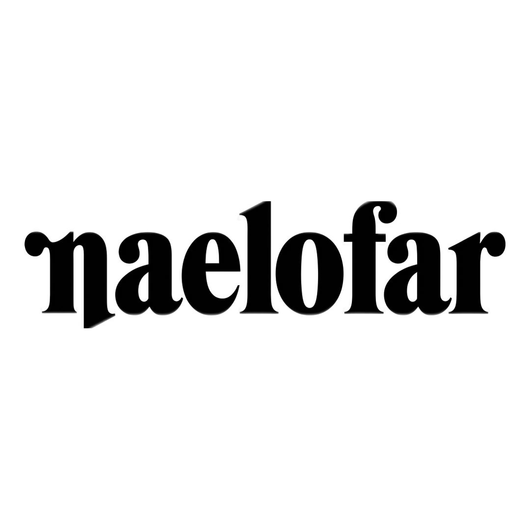 Naelofar brand logo displayed in bold black serif typography on a white background.