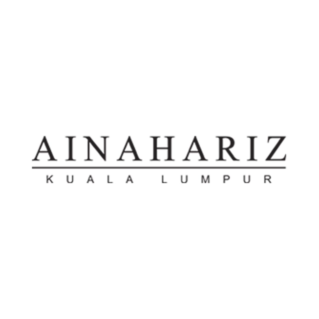Ainahariz Kuala Lumpur fashion brand logo in elegant black typography on white background.