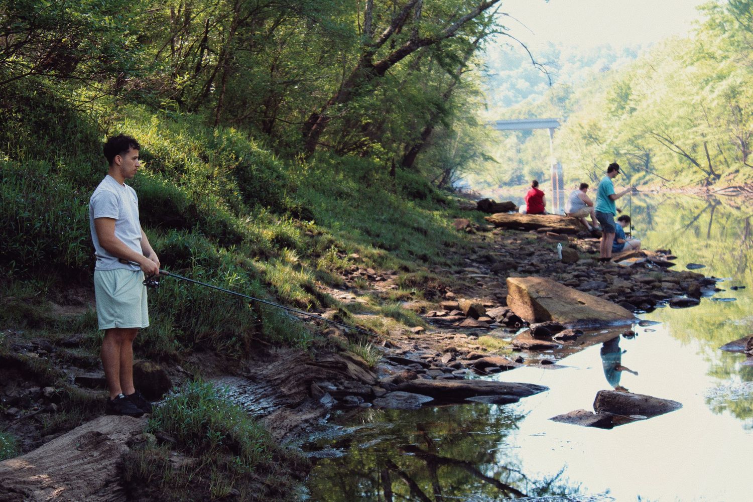 Walking moment in open natural surroundings
