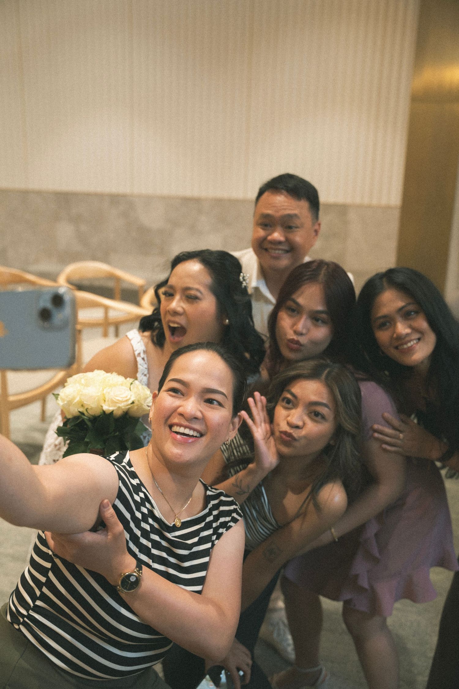 Elopement guest taking a selfie at Adelaide Registry Office wedding ceremony