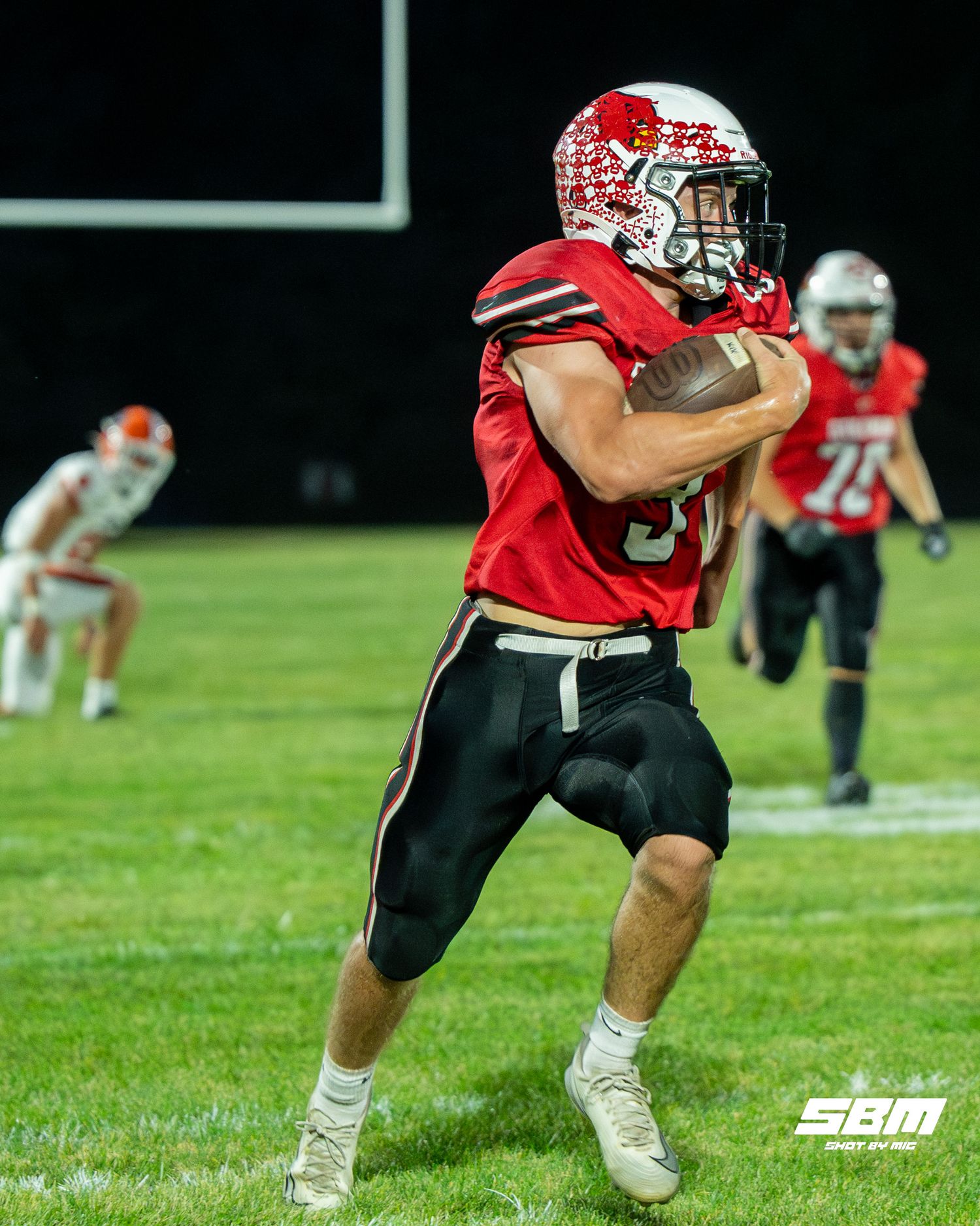 Stillman Valley's Bryson Vatch gets passed the Byron kickoff team to gain 60 yards during their 63-9 loss against Byron