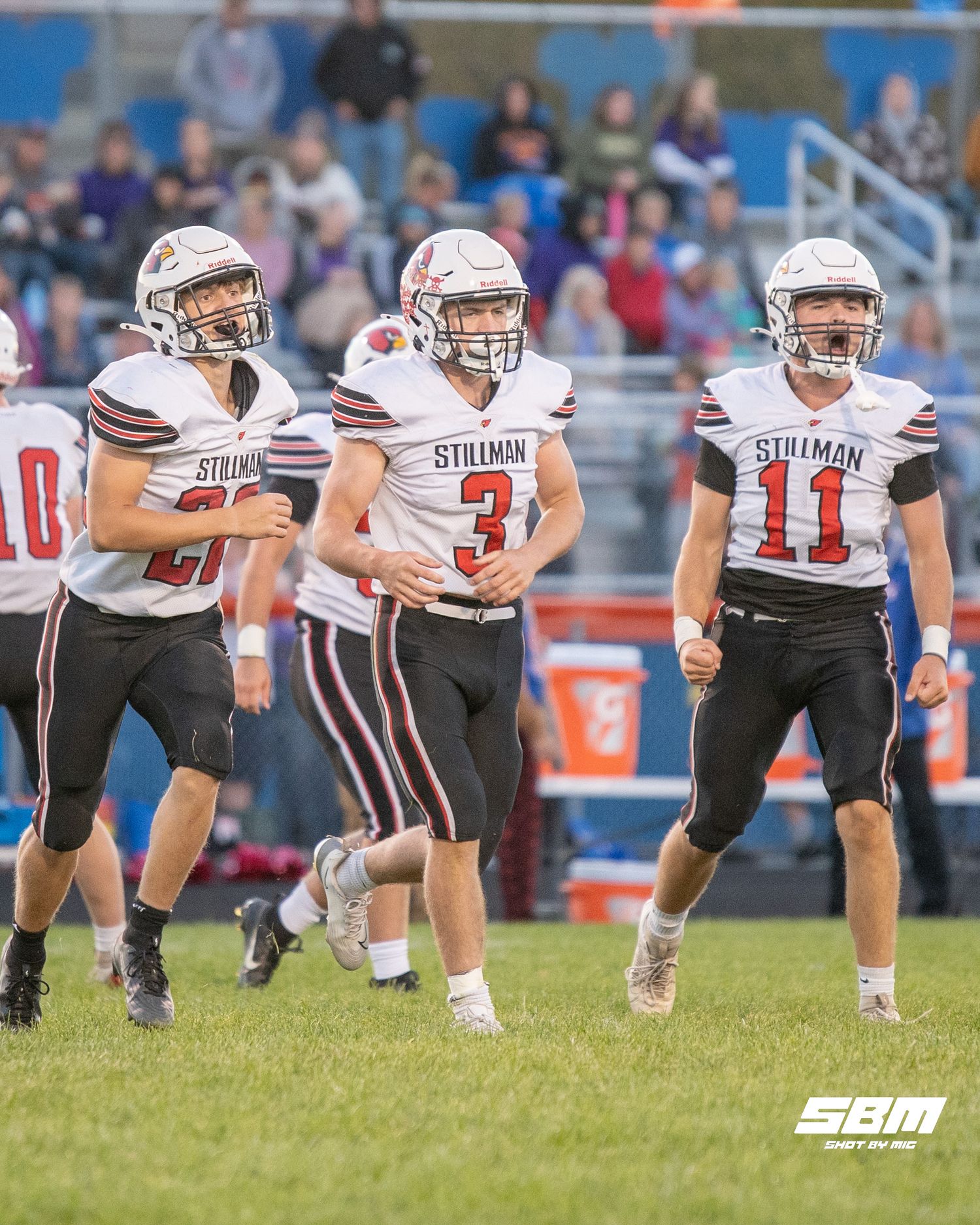 Stillman Valley's A.J Slupianek (11) in excitement after stopping Genoa's offense during their 14-7 win over Genoa-Kingston.