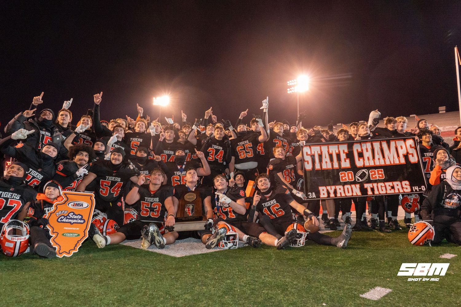 The 2025 Class 3A State Champions, The Byron High School Tigers.