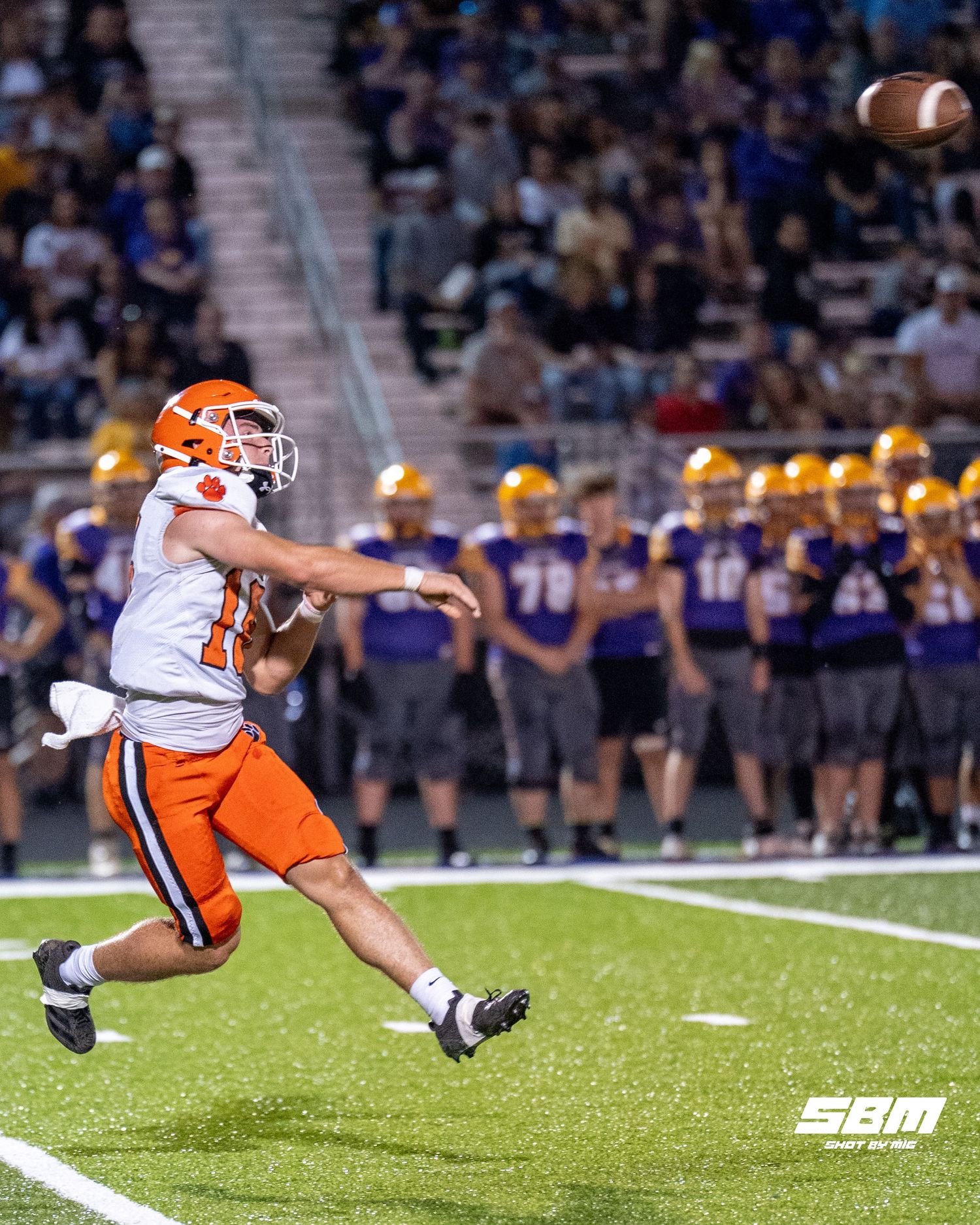 Byron's Andrew Talbert throws his first throw for a completion during their friendly scrimmage against Hononegah.