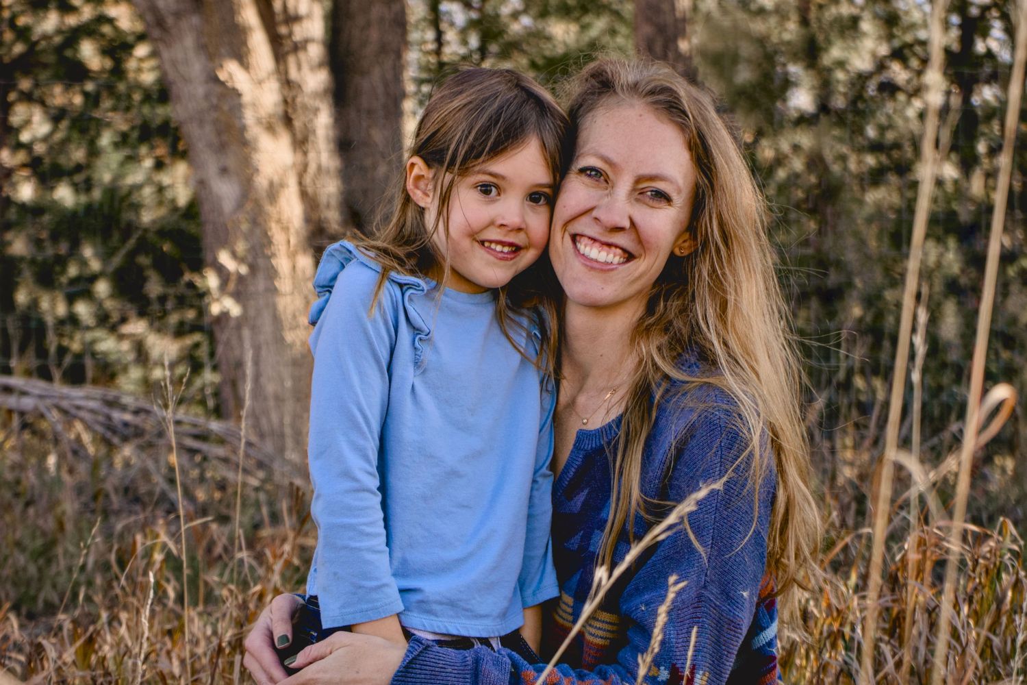 A portrait of a mother and daughter. Proof of mom picture. Taken outdoors in fall/autumn in Fort Collins, Colorado.