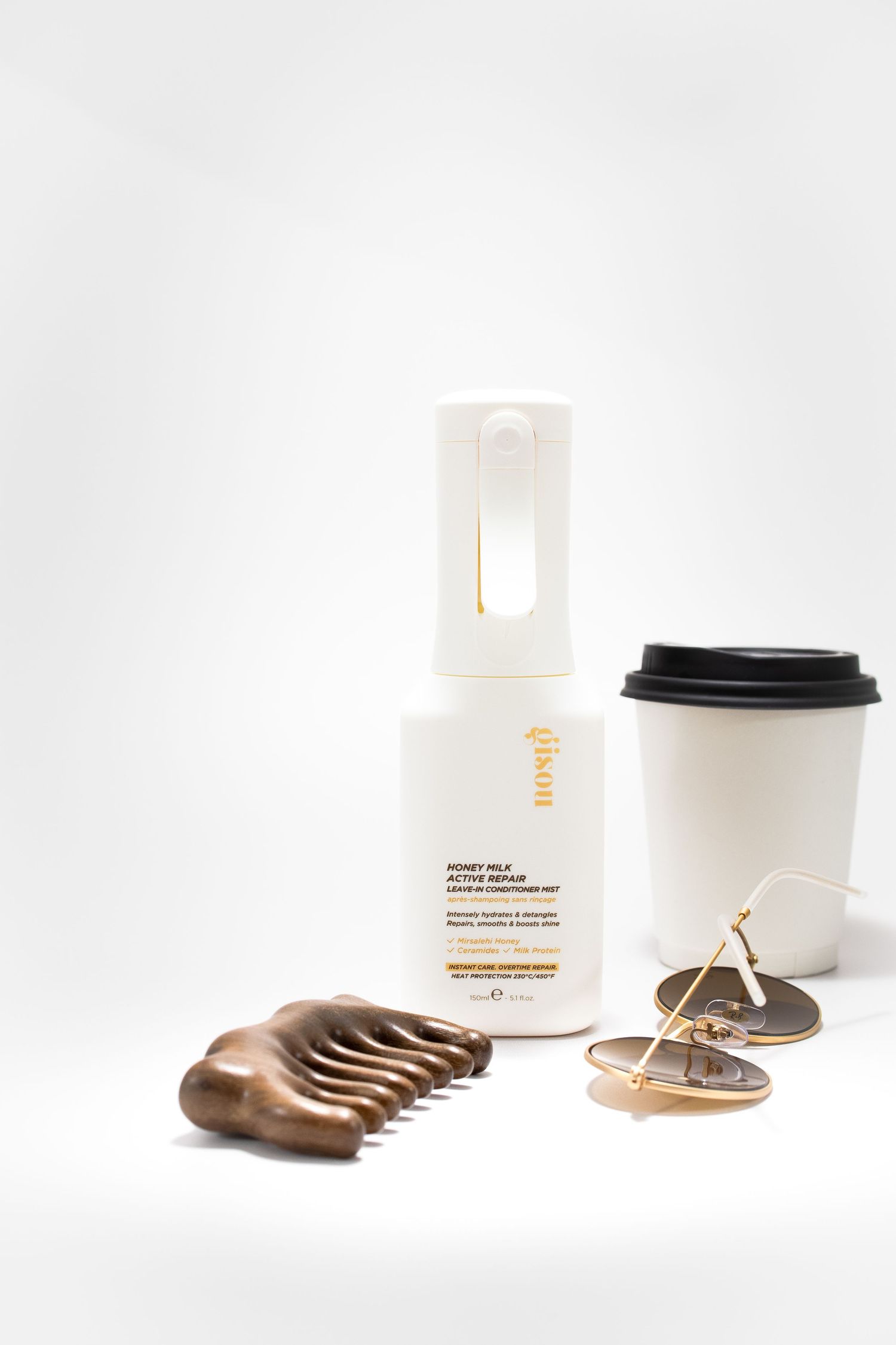hair mist with items product photography for Gisou UK