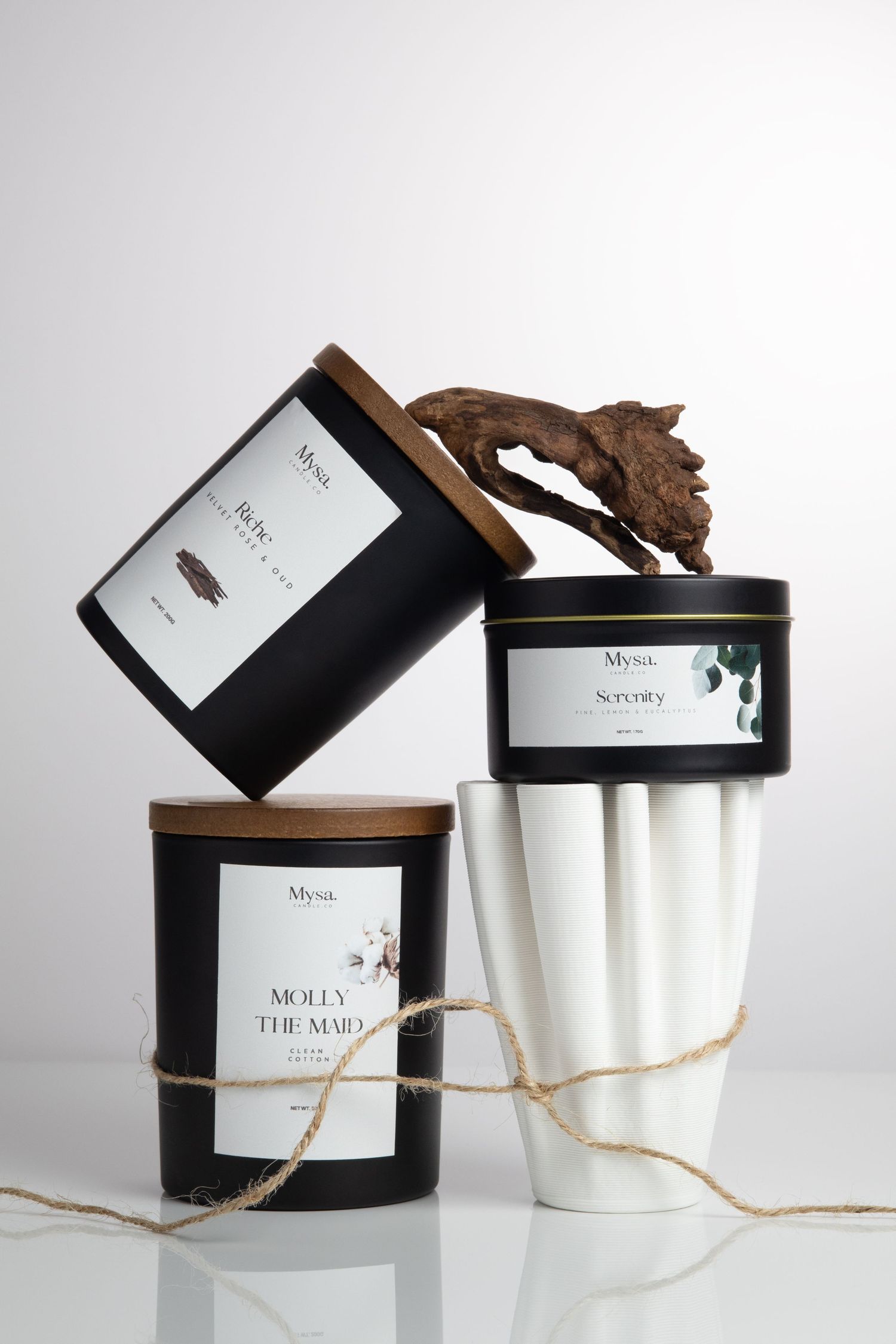 Candle photographed beautiful clean minimal backdrop by product photographer