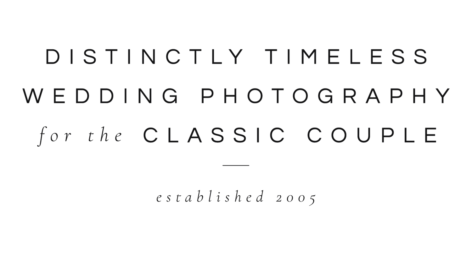 Distinctly Timeless Wedding Photography for the Classic Couple, established 2005 logo.