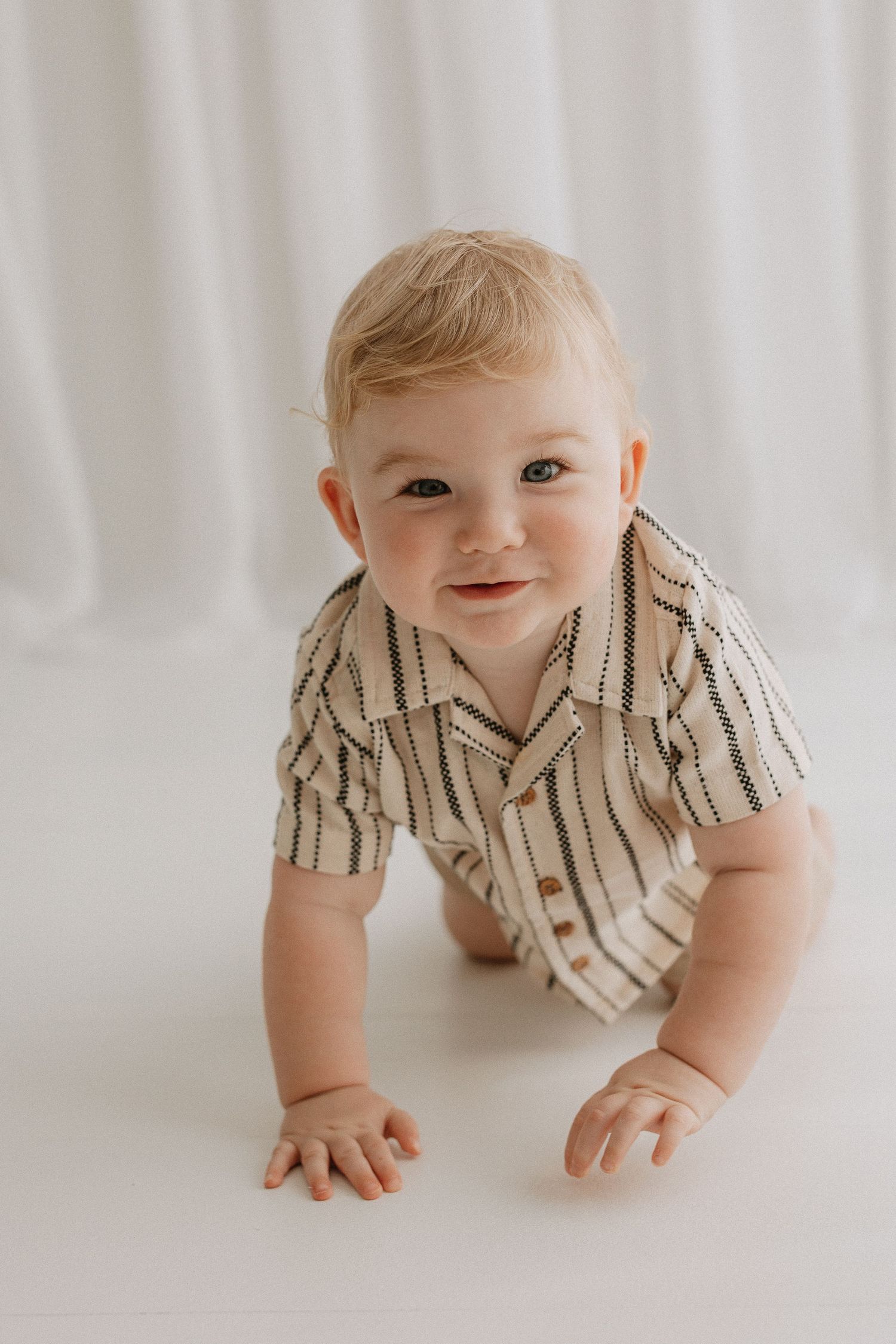 Black and white portrait of laughing child in Personality Studio Sunshine Coast