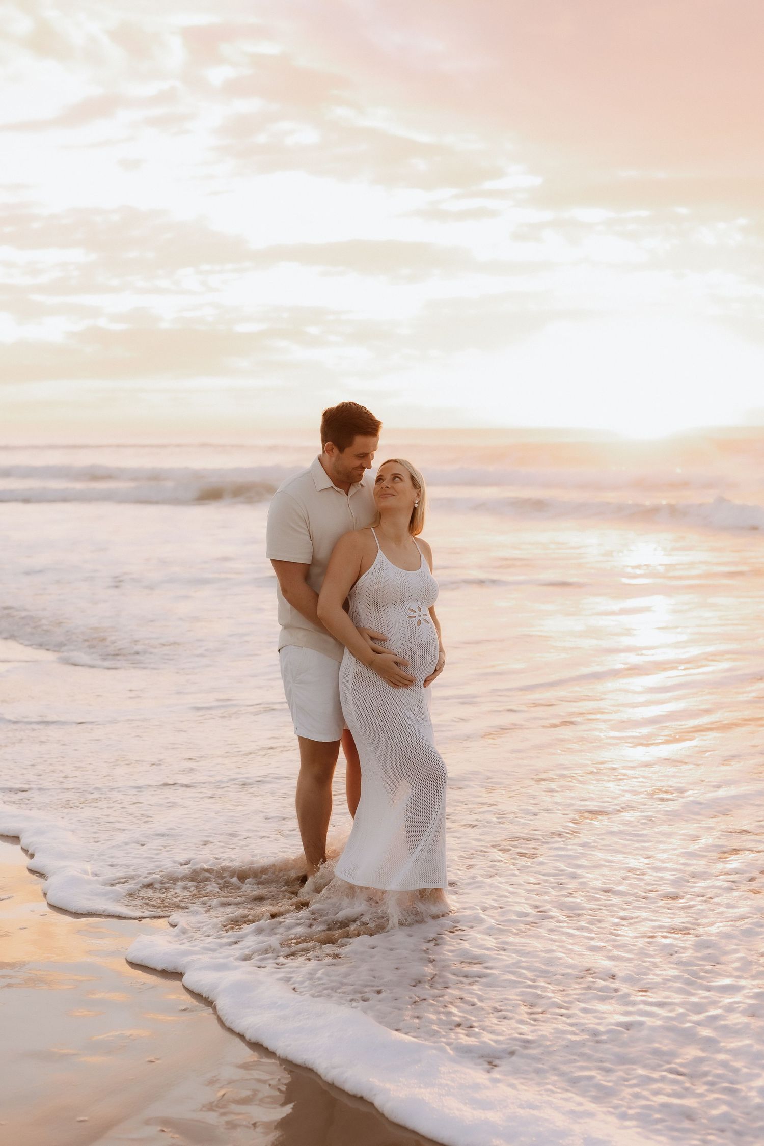 Pregnancy photography session in studio and beach locations on Sunshine Coast