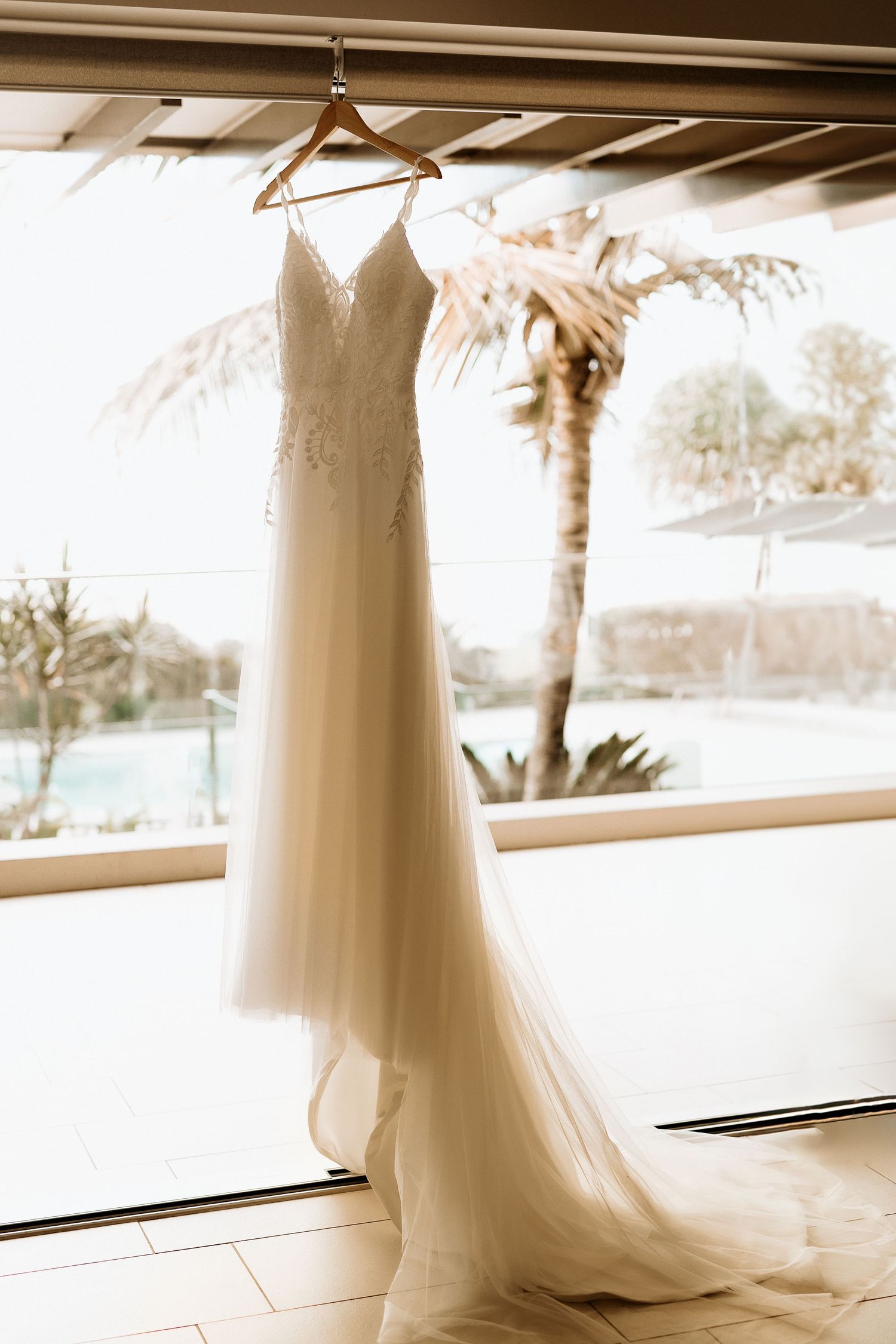 Elegant white bridal gown for their Noosa Elopement.