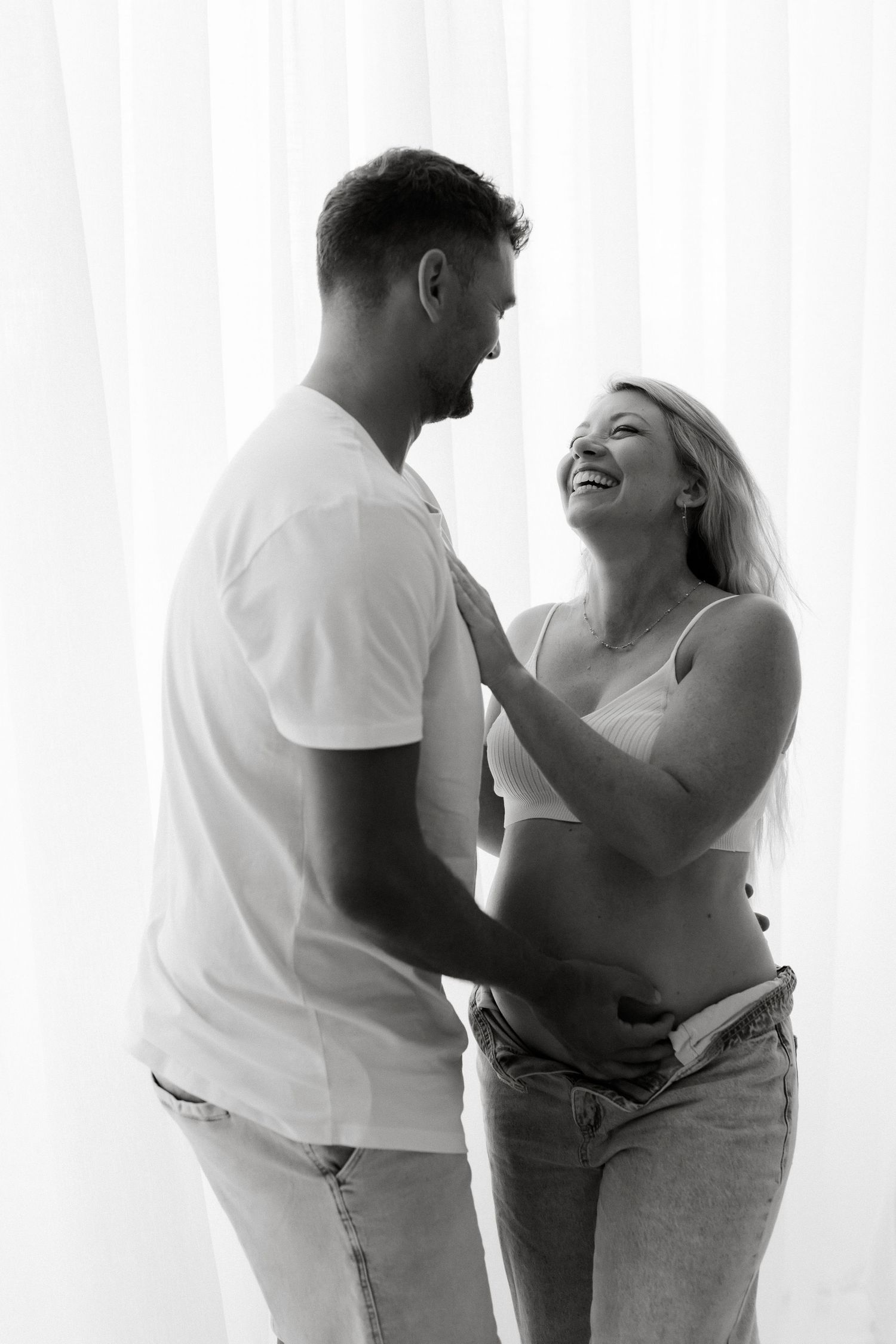 Editorial maternity portraits captured in natural light studio on Sunshine Coast