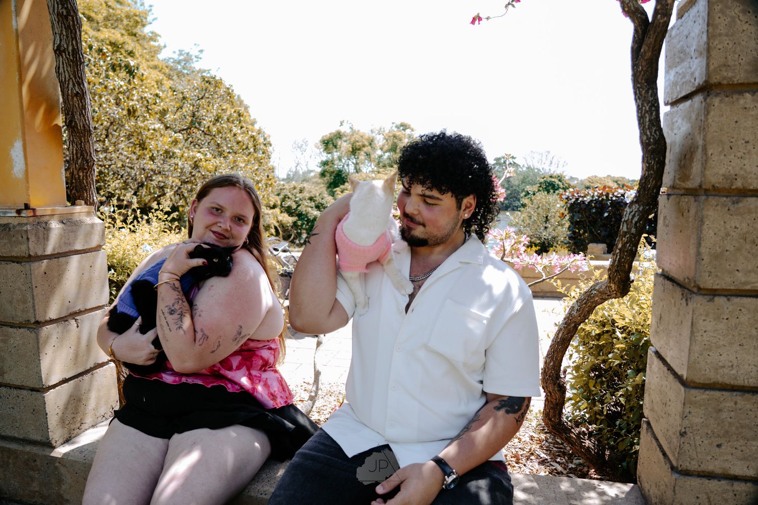 A series of candid outdoor photos showing joyful moments and interactions between people at a sunny gathering.