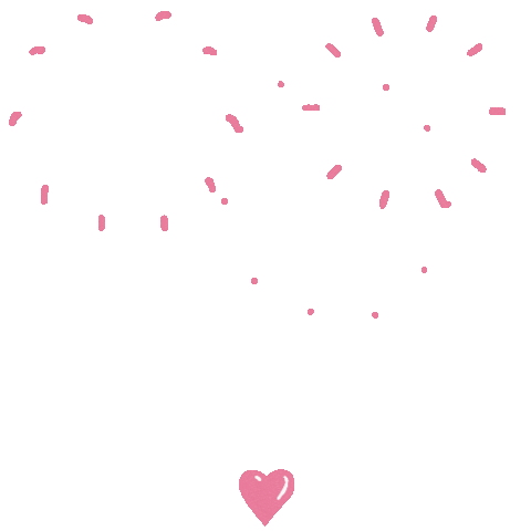 Pink heart-shaped confetti scattered on a white background in a romantic Valentine's Day themed pattern.