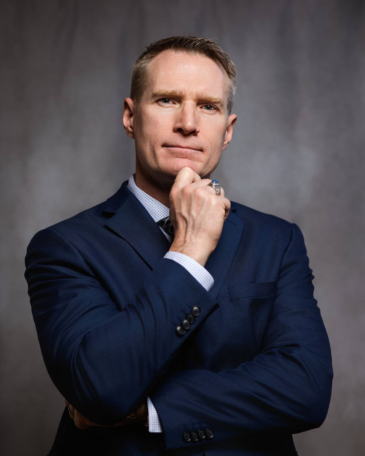 NATO Air Force LT General Lance K. Landrum posing for a professional studio headshot