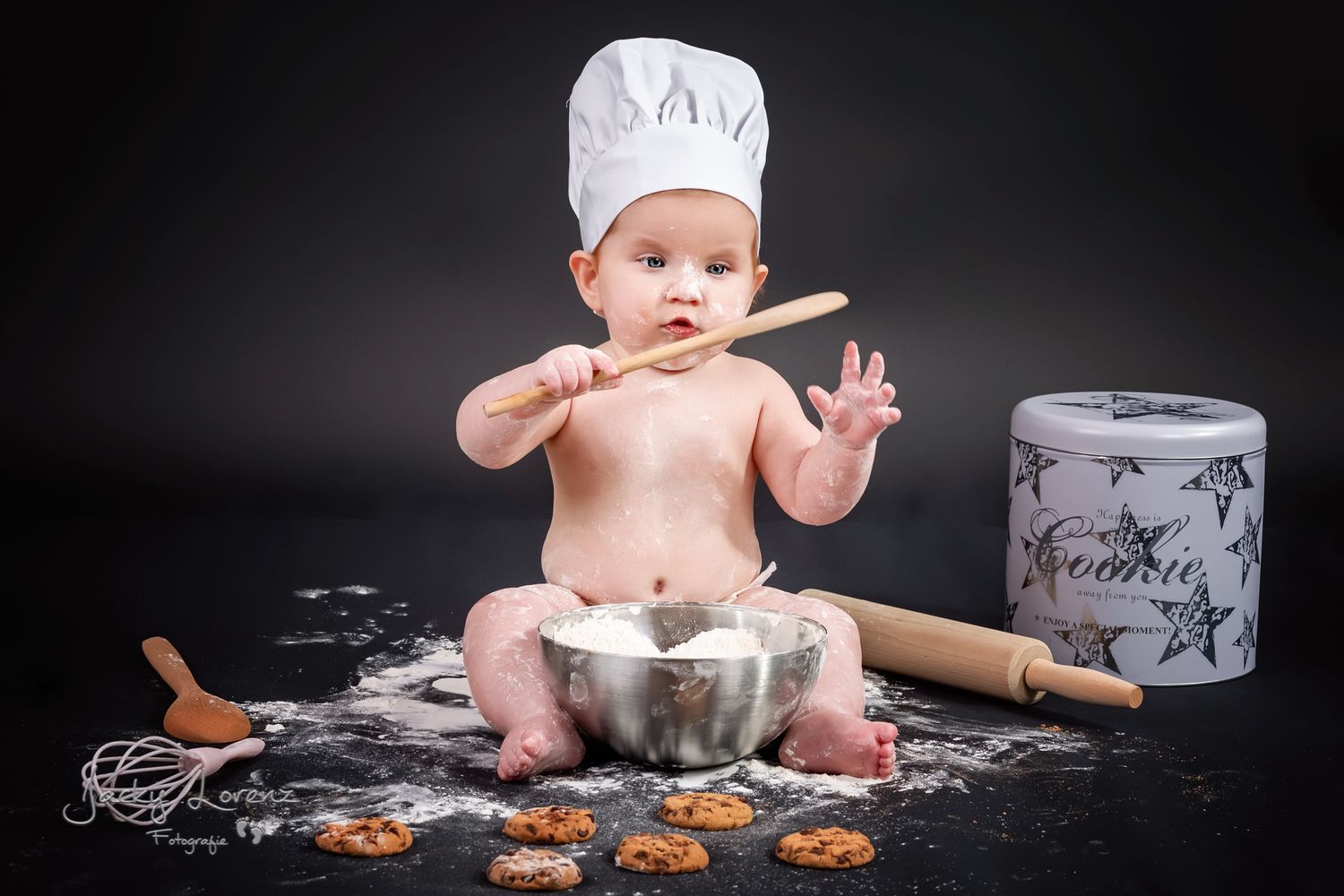 Baby als Bäcker, Babyshooting, Babyfotografie Jacky Lorenz Fotografie, Plaidt, Koblenz, Neuwied, Westerwald und Umgebung