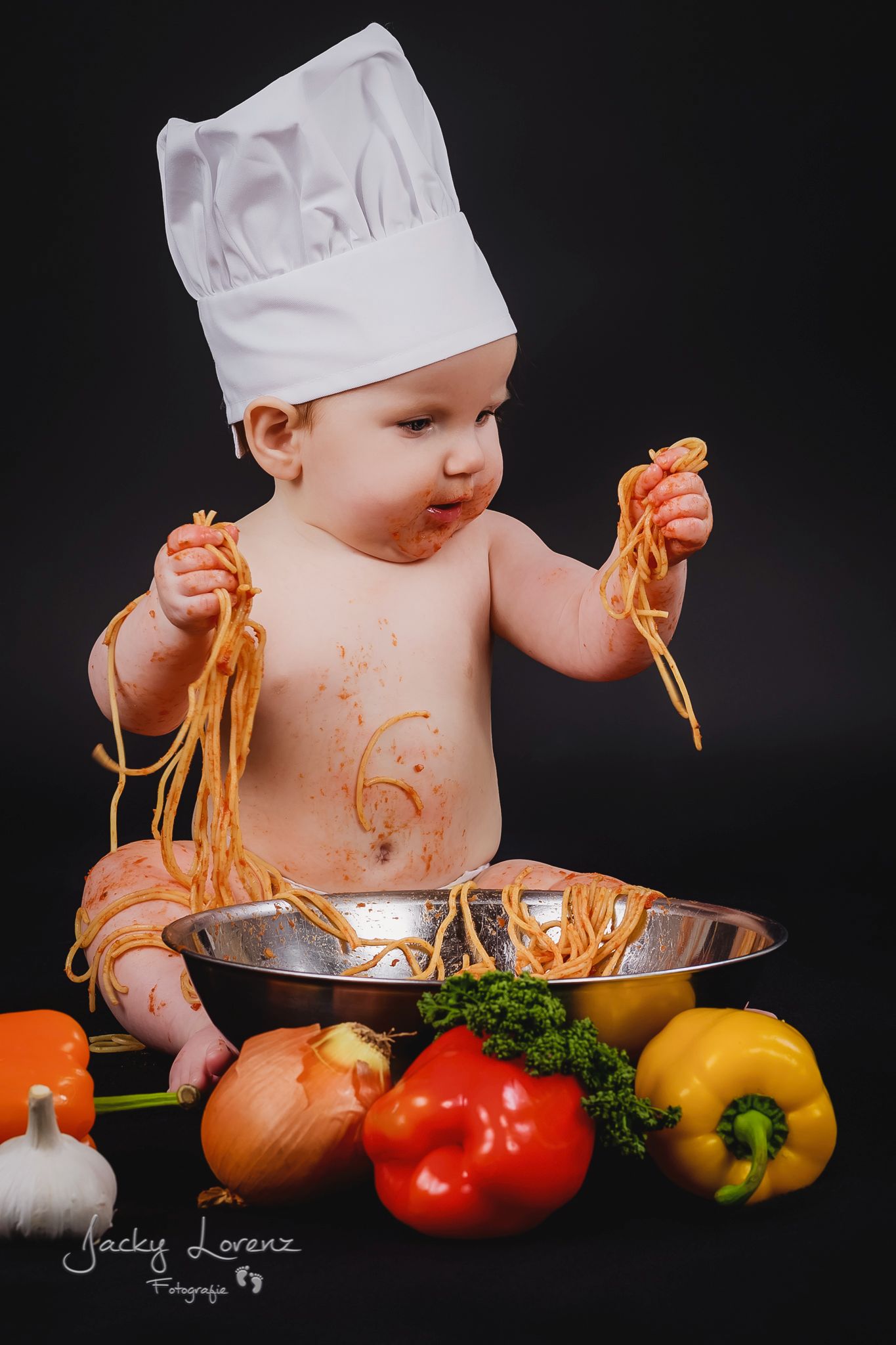 Baby mit Spaghetti, Joyful Chaos Shooting Jacky Lorenz Plaidt