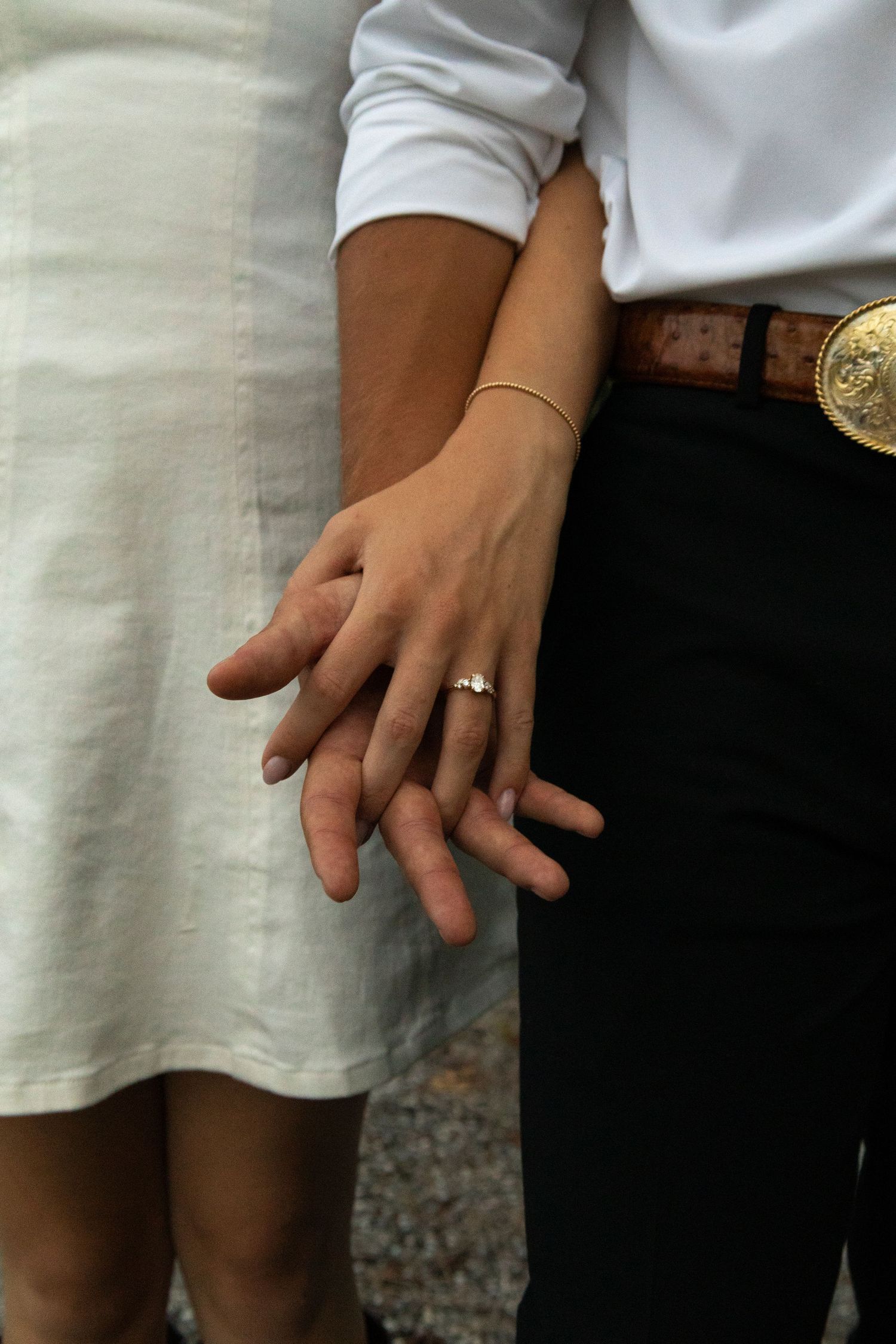 Romantic couple sharing a quiet moment at golden hour