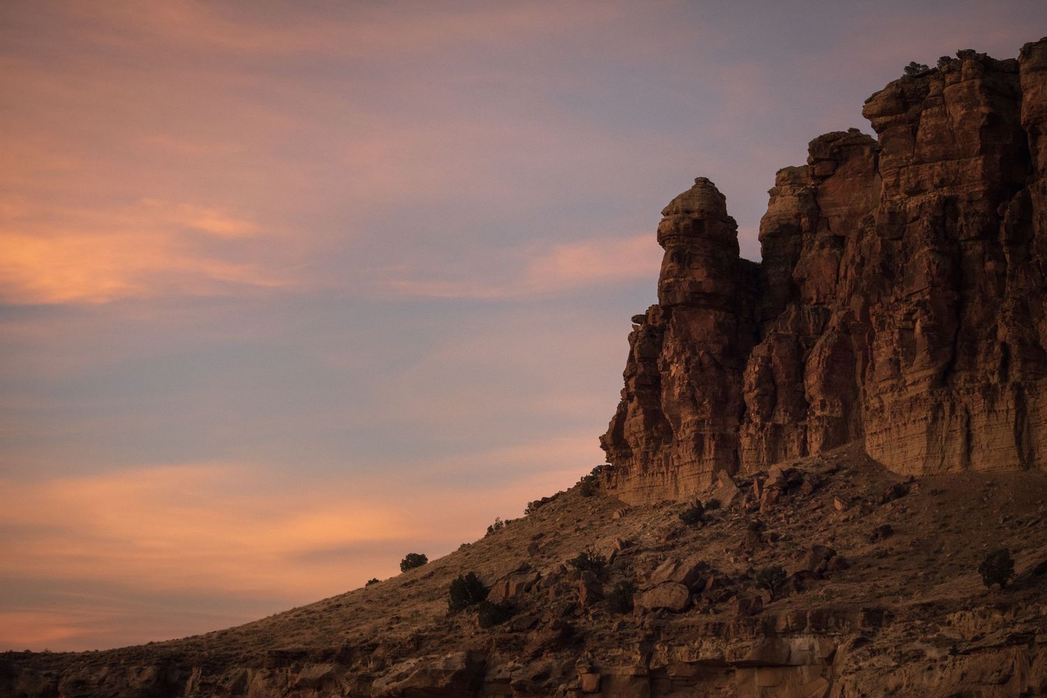 Sunset with sandstone cliffs somewhere outside Colorado National Monument.