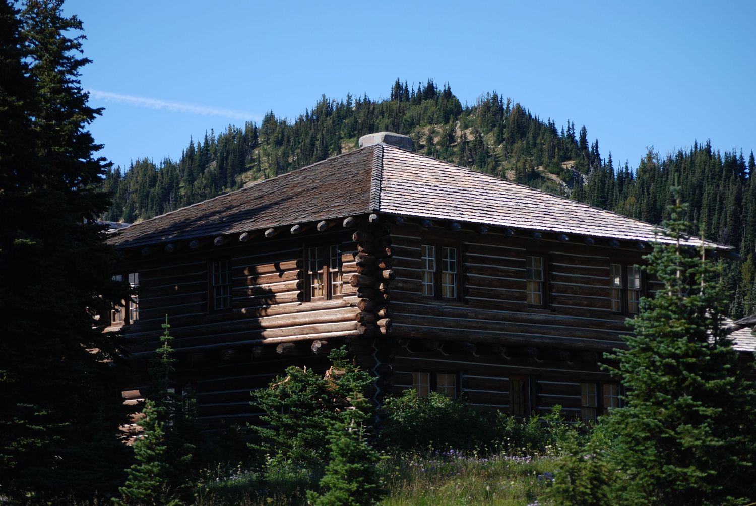 The North Blockhouse structure which serves partially as ranger housing at Sunrise, in Mount Rainier National Park.