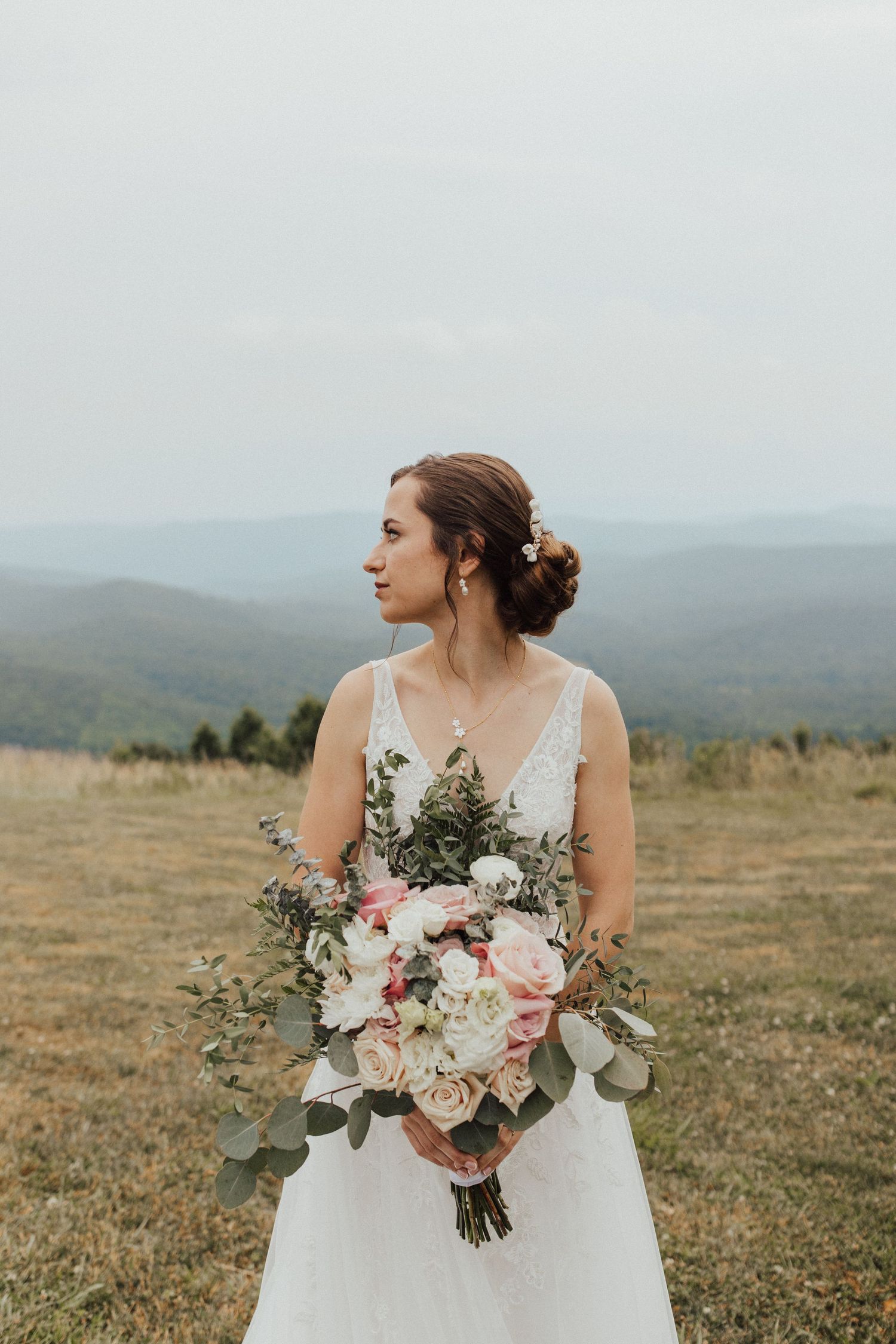 beautiful bride shot by greenville, sc wedding photographer at sky retreat venue in NC