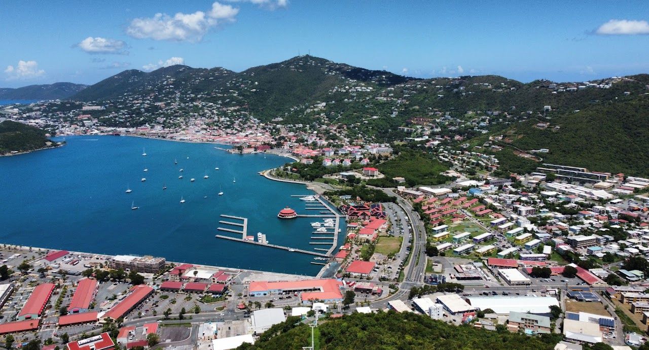 An aerial photo of Charlotte Amalie