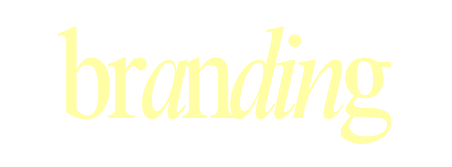 Elegant yellow script branding logo text on a soft cream background.