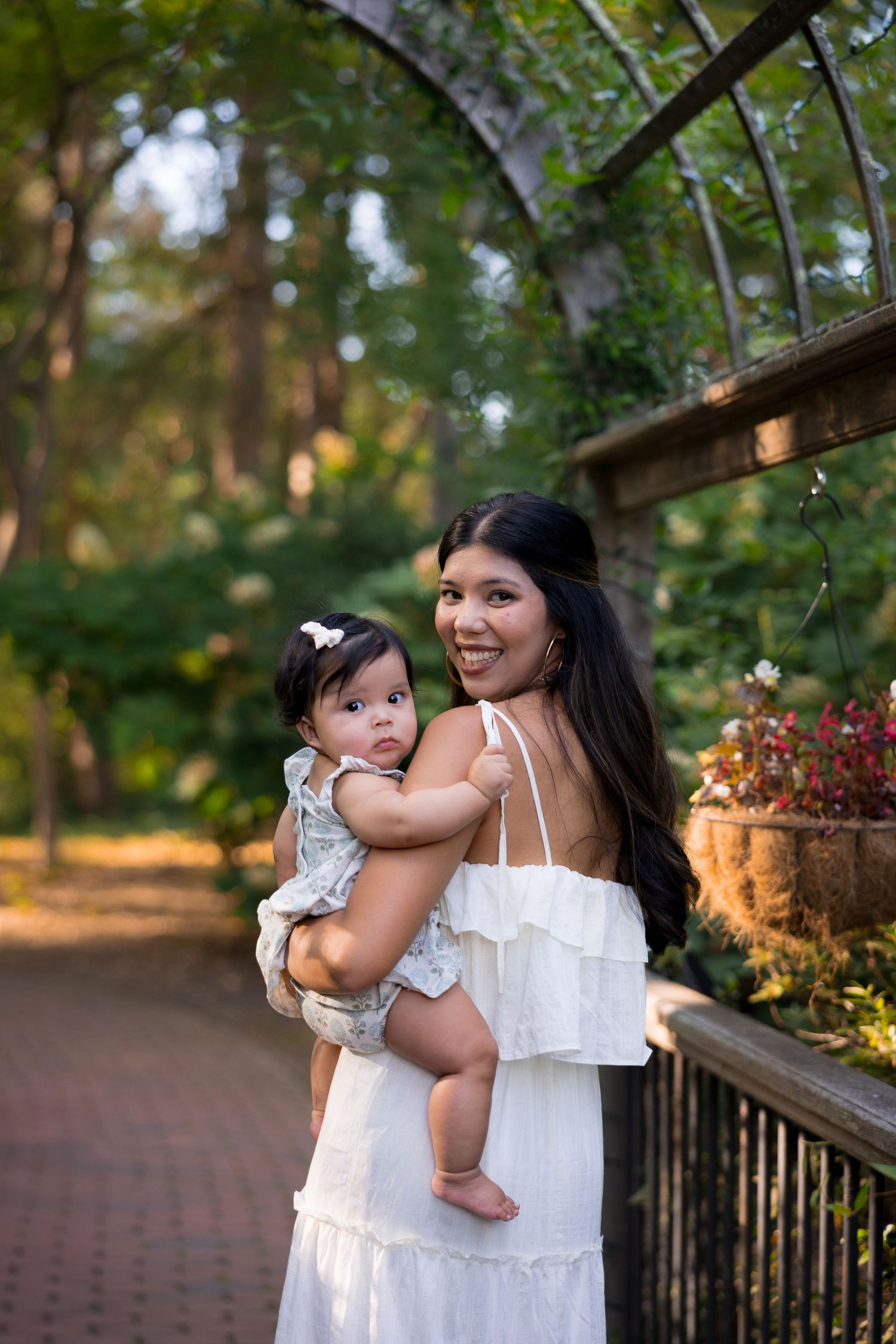 Mom and daughter during family photo session at Sayen Garden in Hamilton, New Jersey, by Rego Photography, family photographer