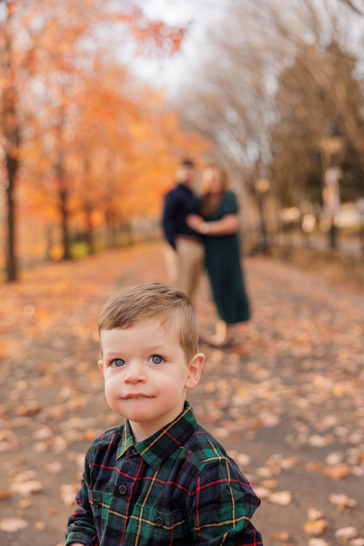 Family with toddler portrait in fall family session at Smithville Park, Burlington County, New Jersey, by Rego Photography