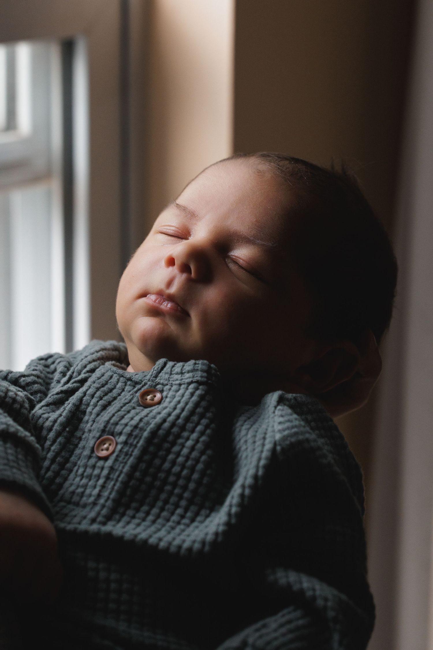 Newborn portrait in lifestyle newborn session in Camden County, New Jersey, by Rego Photography, newborn photographer