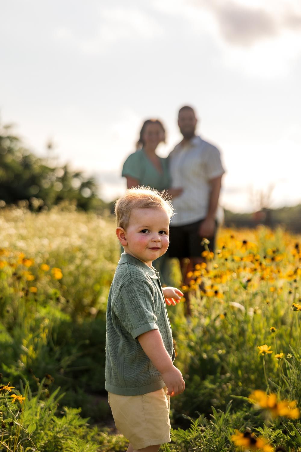 Family photo session with toddler at flower farm in Camden County, New Jersey, shot by family photographer, Rego Photography