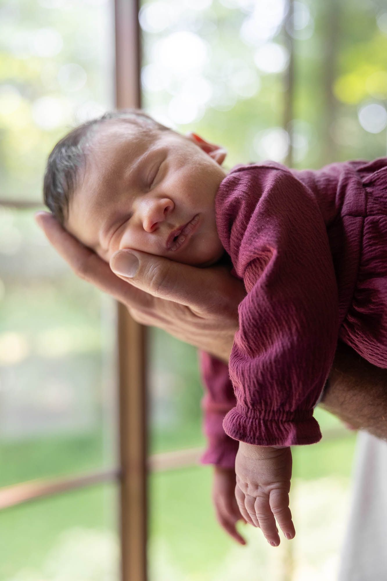 Sleeping newborn during lifestyle newborn session in Camden County, New Jersey, by Rego Photography, newborn photographer
