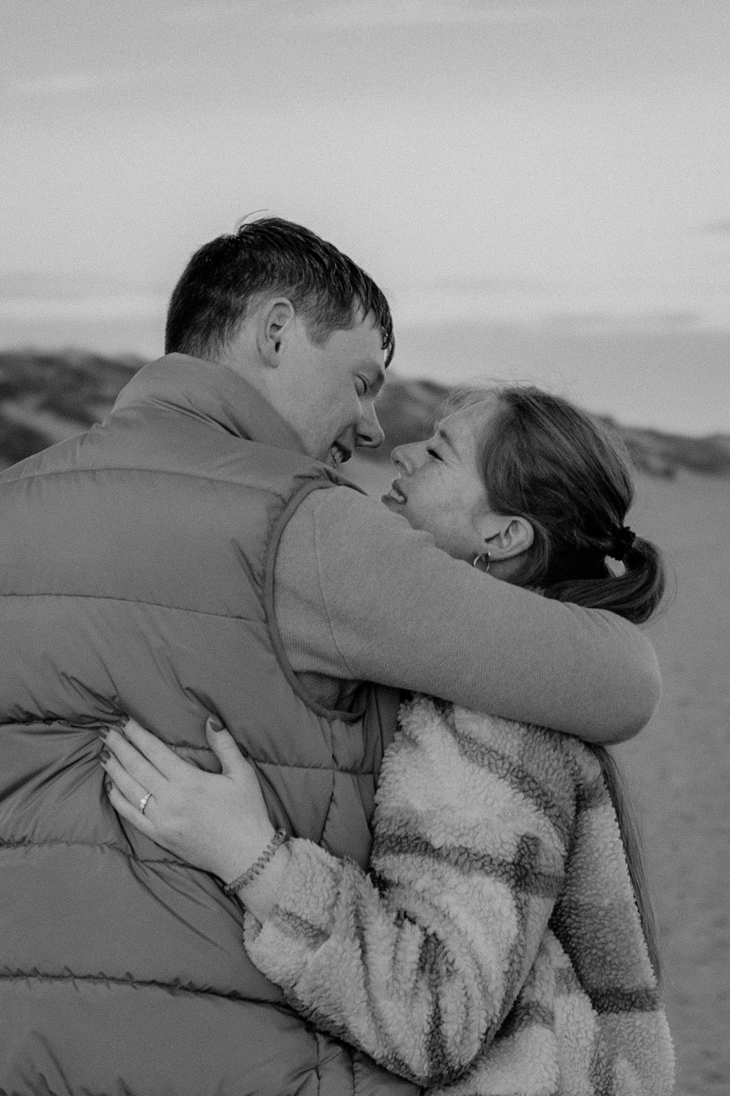 Romantic couples photography captured on Hengistbury Head beach, Dorset, UK